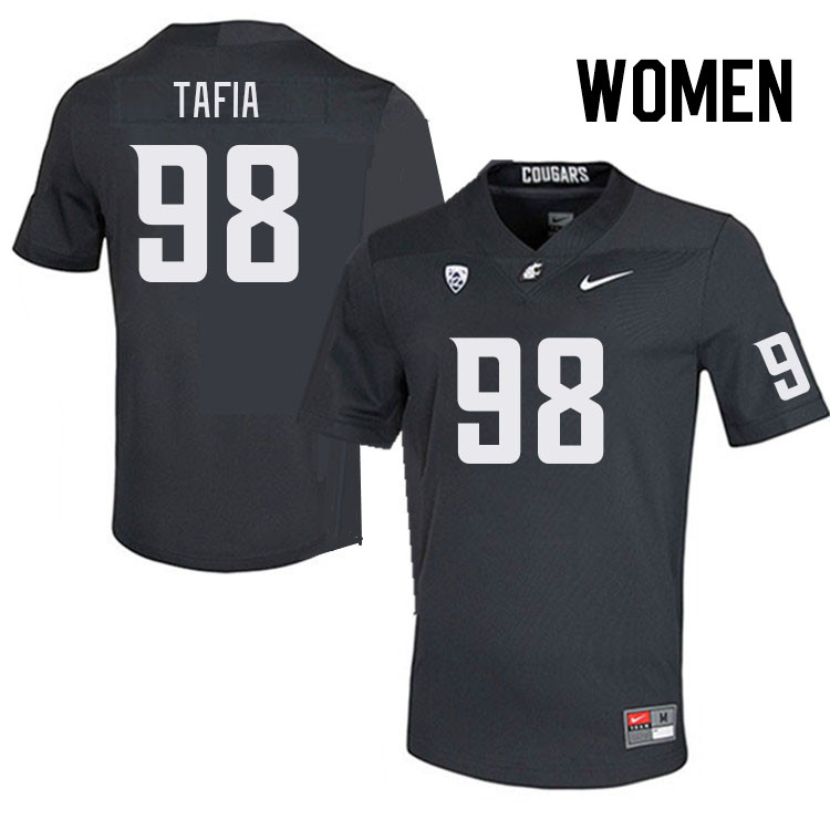 Women #98 Jernias Tafia Washington State Cougars College Football Jerseys Stitched Sale-Charcoal